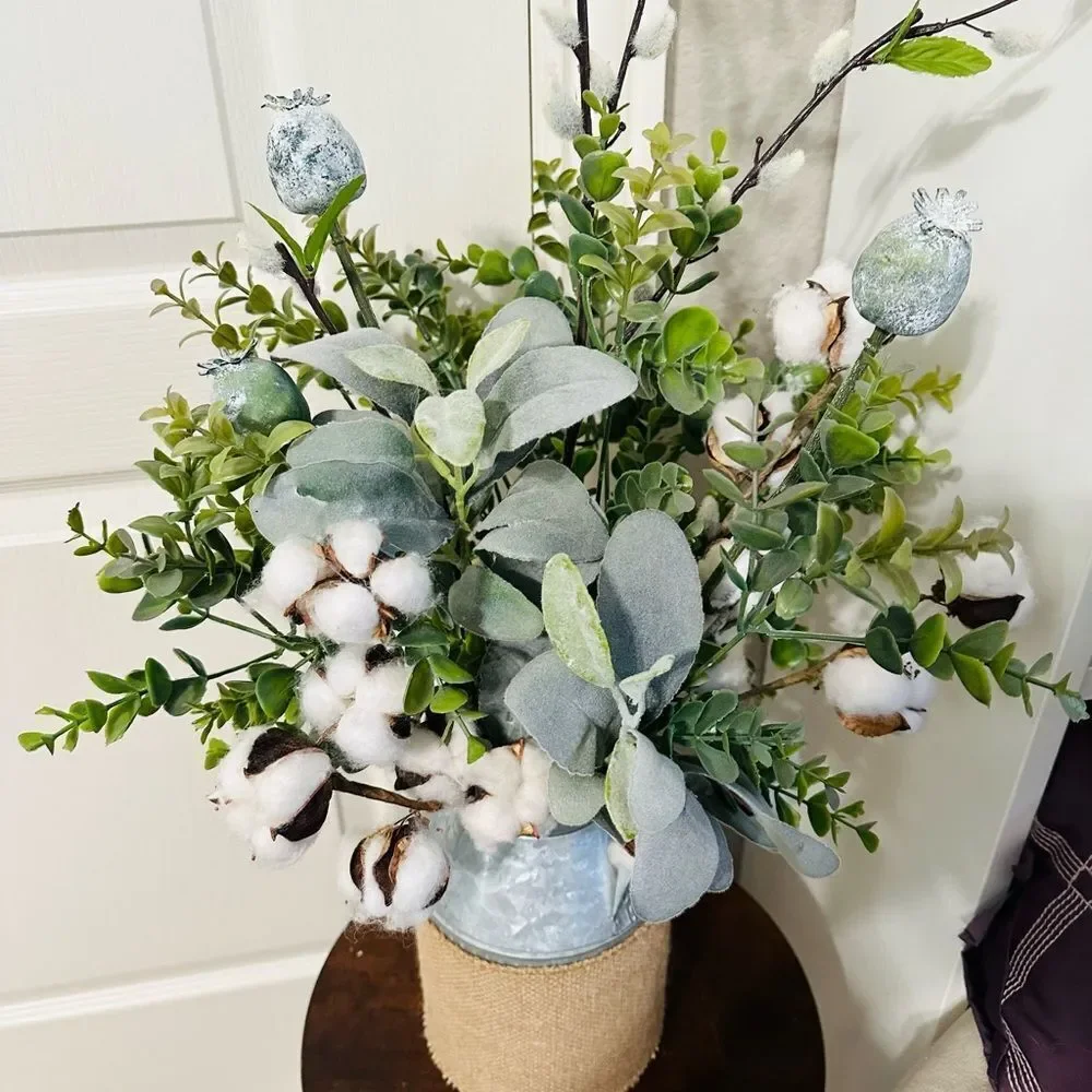 Farmhouse Floral Greenery Centerpiece Vase Arrangement